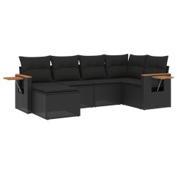 Salon de jardin 6 pcs avec coussins noir résine tressée 510212510212
