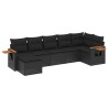 Salon de jardin 7 pcs avec coussins noir résine tressée 510214510214