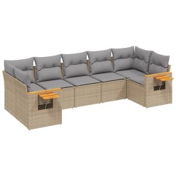 Salon de jardin avec coussins 7 pcs beige résine tressée 510215510215