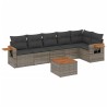 Salon de jardin avec coussins 7 pcs gris résine tressée 510216510216