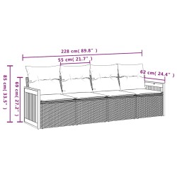 Salon de jardin 4 pcs avec coussins noir résine tressée 510219510219