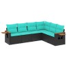 Salon de jardin 6 pcs avec coussins noir résine tressée 510221510221