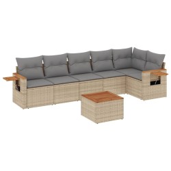 Salon de jardin avec coussins 7 pcs beige résine tressée 510222510222