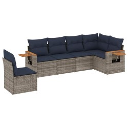 Salon de jardin 6 pcs avec coussins gris résine tressée 510227510227