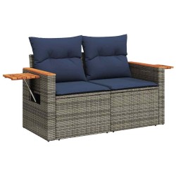 Salon de jardin 6 pcs avec coussins gris résine tressée 510227510227