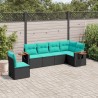 Salon de jardin 6 pcs avec coussins noir résine tressée 510228510228