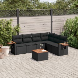 Salon de jardin 7 pcs avec coussins noir résine tressée 510230510230