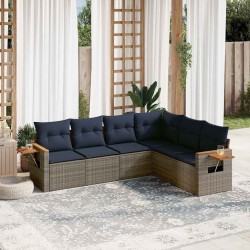 Salon de jardin 6 pcs avec coussins gris résine tressée 510232510232