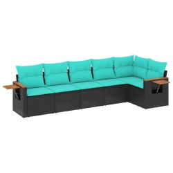 Salon de jardin 6 pcs avec coussins noir résine tressée 510233510233