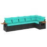Salon de jardin 6 pcs avec coussins noir résine tressée 510233510233