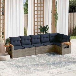 Salon de jardin 6 pcs avec coussins gris résine tressée 510234510234