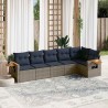 Salon de jardin 6 pcs avec coussins gris résine tressée 510234510234