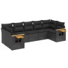 Salon de jardin 7 pcs avec coussins noir résine tressée 510235510235