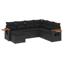 Salon de jardin 7 pcs avec coussins noir résine tressée 510237510237
