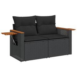 Salon de jardin 7 pcs avec coussins noir résine tressée 510237510237