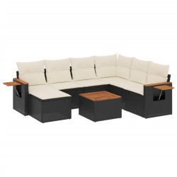 Salon de jardin 8 pcs avec coussins noir résine tressée 510250510250
