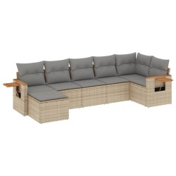 Salon de jardin avec coussins 7 pcs beige résine tressée 510251510251