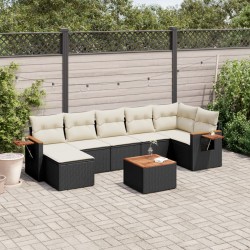 Salon de jardin 8 pcs avec coussins noir résine tressée 510252510252