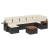 Salon de jardin 8 pcs avec coussins noir résine tressée 510252510252