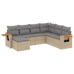 Salon de jardin avec coussins 7 pcs beige résine tressée 510253510253