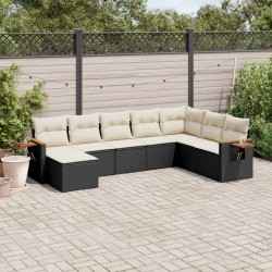 Salon de jardin 8 pcs avec coussins noir résine tressée 510257510257