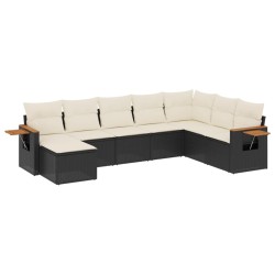 Salon de jardin 8 pcs avec coussins noir résine tressée 510257510257