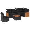 Salon de jardin 7 pcs avec coussins noir résine tressée 510259510259