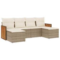 Salon de jardin avec coussins 6 pcs beige résine tressée 510262510262