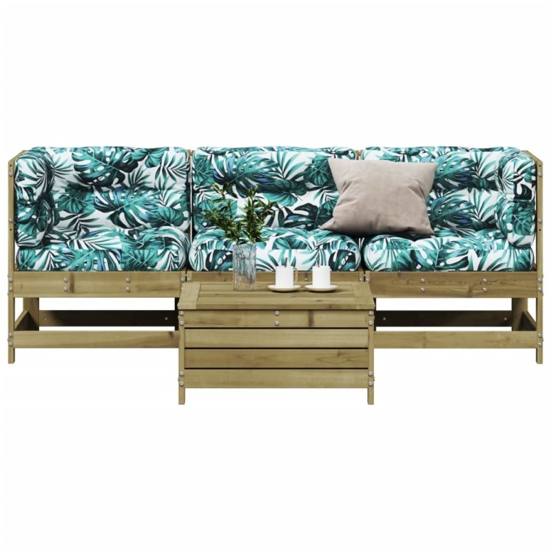 Salon de jardin 4 pcs avec coussins bois de pin imprégné 510265510265