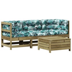 Salon de jardin 4 pcs avec coussins bois de pin imprégné 510265510265