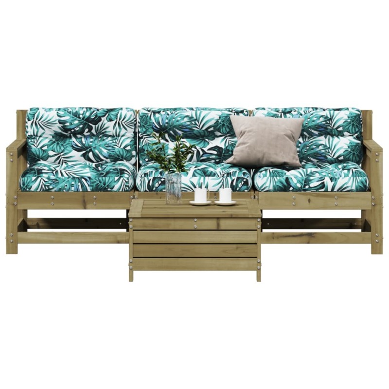 Salon de jardin 4 pcs avec coussins bois de pin imprégné 510270510270