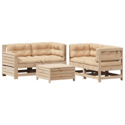 Salon de jardin 5 pcs avec coussins Bois de pin massif 510277510277
