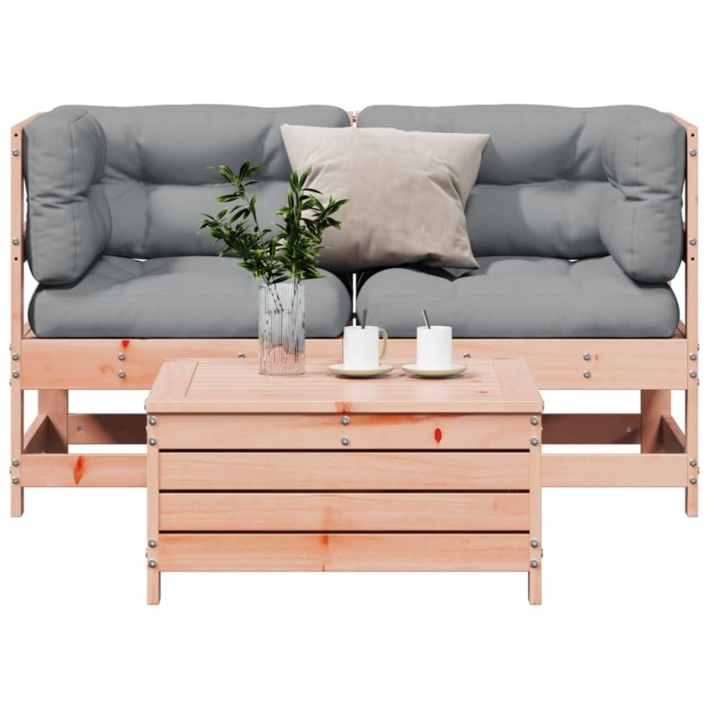 Salon de jardin 3 pcs avec coussins bois massif douglas 510278510278
