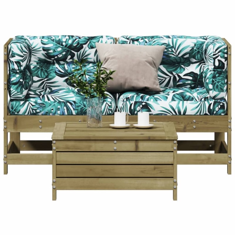 Salon de jardin 3 pcs avec coussins bois de pin imprégné 510279510279