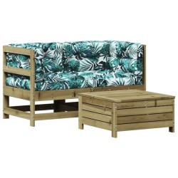 Salon de jardin 3 pcs avec coussins bois de pin imprégné 510279510279