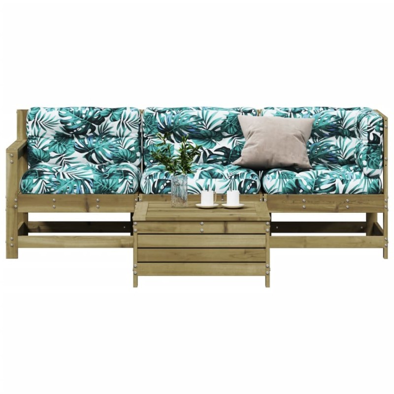 Salon de jardin 4 pcs avec coussins bois de pin imprégné 510282510282