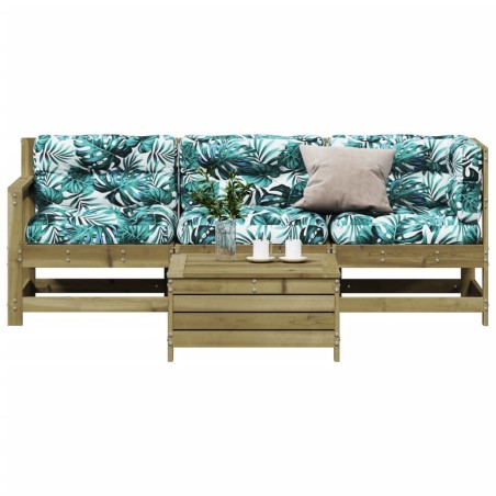 Salon de jardin 4 pcs avec coussins bois de pin imprégné 510282510282