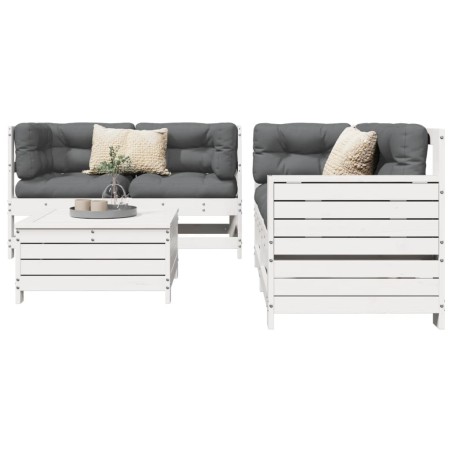 Salon de jardin 5 pcs blanc bois massif de pin 510285510285