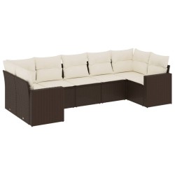 Salon de jardin avec coussins 7 pcs marron résine tressée 510290510290