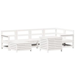 Salon de jardin 7 pcs blanc bois de pin massif 510293510293