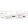 Salon de jardin 7 pcs blanc bois de pin massif 510293510293