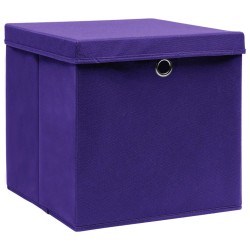 Boîtes de rangement avec couvercles 4 pcs 28x28x28 cm Violet 510294510294