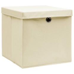 Boîtes de rangement avec couvercles 4 pcs 28x28x28 cm Crème 510298510298