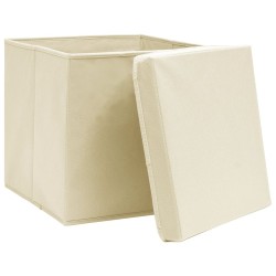 Boîtes de rangement avec couvercles 4 pcs 28x28x28 cm Crème 510298510298
