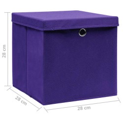 Boîtes de rangement avec couvercles 10 pcs 28x28x28 cm Violet 510299510299