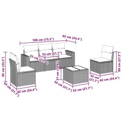 Salon de jardin 6 pcs avec coussins gris clair résine tressée 510302510302