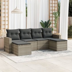 Salon de jardin 6 pcs avec coussins gris clair résine tressée 510303510303