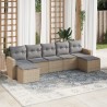 Salon de jardin avec coussins 7 pcs beige résine tressée 510306510306