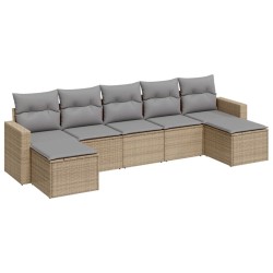 Salon de jardin avec coussins 7 pcs beige résine tressée 510306510306