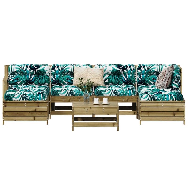 Salon de jardin 7 pcs bois de pin imprégné 510309510309